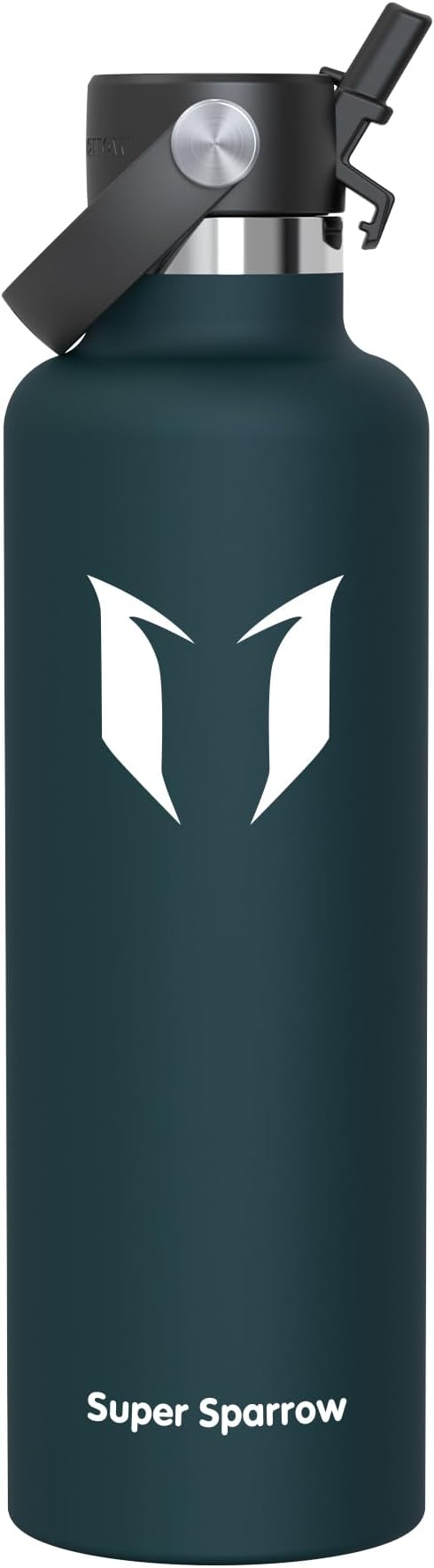 Super Sparrow Insulated Water Bottle - 17 Oz / 25 Oz / 32 Oz - Standard Mouth FlipFlow Flask - BPA Free, Leak Proof Drink Bottle- Ergonomic Straw Water Bottles for Work, Gym, Travel, Sports