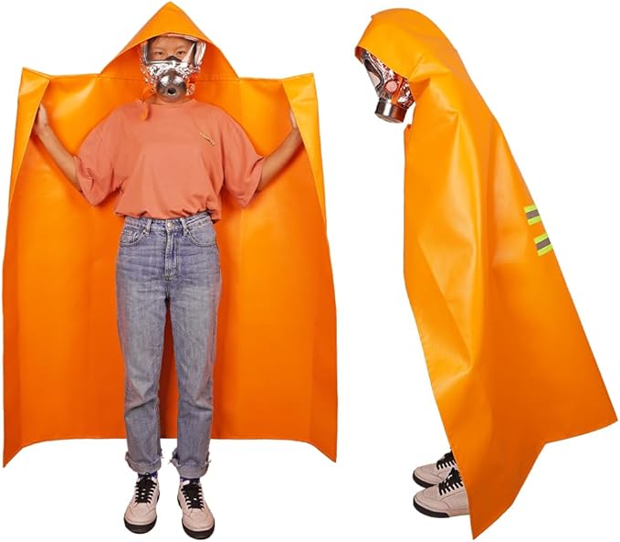 Fireproof Cloak for Child with Hood, 1 * 1.2M/40''*48'', Fire Emergency Survival Safety Blanket Full Body Protection, Resistant to high Temperature