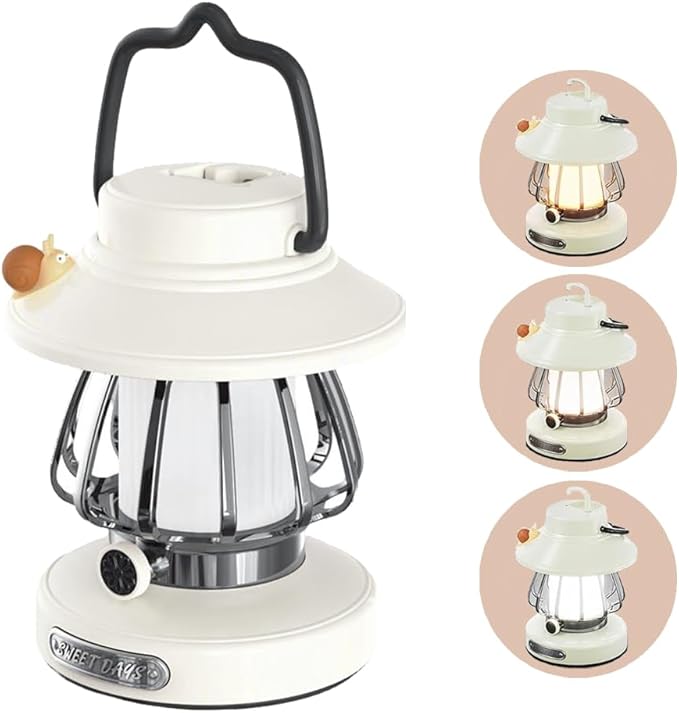 Camping Lantern for Kid Toddler Flashlight with Soft Light & Eye Protection Indoor Outdoor Hanging Tent Portable Night Light Battery Operated Sky Lanterns Rechargeable Lamp Gear Essentials Gift White