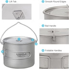 HUIOP Titanium Pot, 750ml/900ml/1100ml Ultralight Titanium Pot Water Mug Cup with Lid and Foldable Handle Outdoor Camping Cooking Picnic