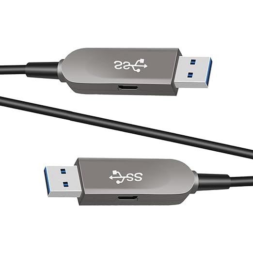 164ft/50m USB A to A Fiber Optic Data Cable, 10Gbps Long Distance Data Transfer USB 3.1 A to A, for VR, Camera, PC, Laptop, Webcam, Printer, Webcam etc.