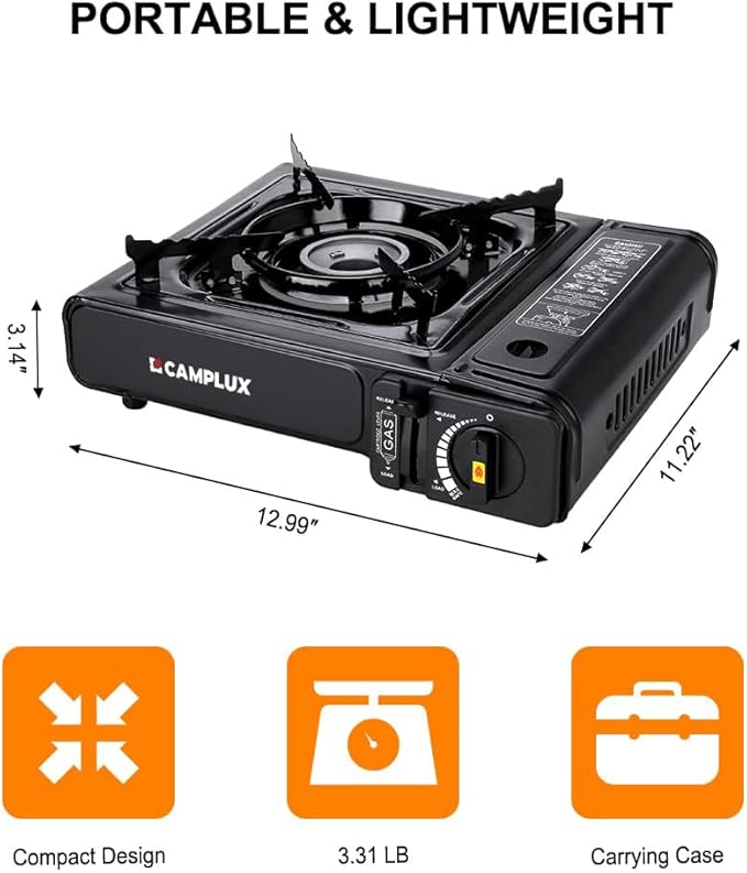 Camplux Dual Fuel Propane & Butane Stove with Carrying Case, Portable Camping Stoves with CSA Certification
