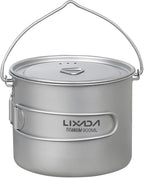 HUIOP Titanium Pot, 750ml/900ml/1100ml Ultralight Titanium Pot Water Mug Cup with Lid and Foldable Handle Outdoor Camping Cooking Picnic