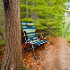 Caribbean Joe Folding Beach Chair, 4 Position Portable Backpack Foldable Camping Chair with Headrest, Cup Holder, and Wooden Armrests, 300 lb Capacity