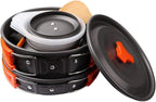 Gutsdoor Camping Cookware Set Camping Gear Campfire Utensils Non-Stick Cooking Equipment Lightweight Stackable Pot Pan Bowls with Storage Bag for Outdoor Hiking