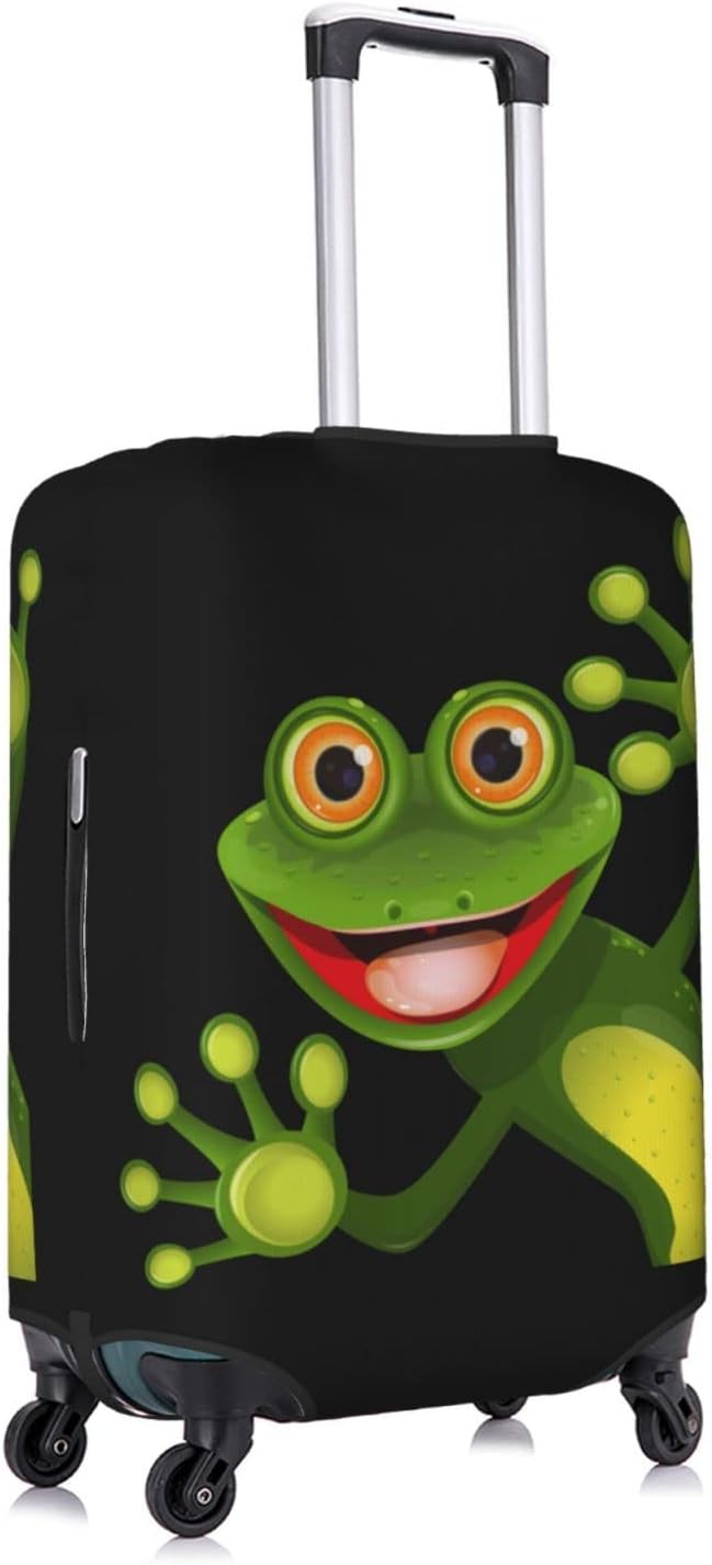Travel Luggage Cover Suitcase Protector, Merry Green Frog Cute Animal Washable Elastic Stretchy Anti-scratch Luggage Sleeve with Concealed Zipper for Spinner Wheeled Suitcase Fits 29-32 Inch Luggage