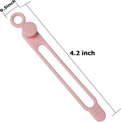 16Pcs Silicone Cable Straps Wire Organizer for Bundling Earphone, Phone Charger, Computer Cords, Reusable Cable Ties Cord Organizer in Home,Office,Kitchen,School(Pink)