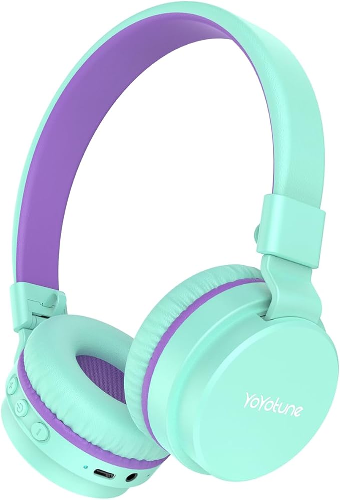 Kids Bluetooth Headphones,Lightweight Kids Headphones Wireless,85/94dB Safe Volume,40H Playtime,Fast Charging,Bluetooth 5.3,Over Ear,Toddler Headphone Built-in Mic for School/Tablet/Travel (Green)