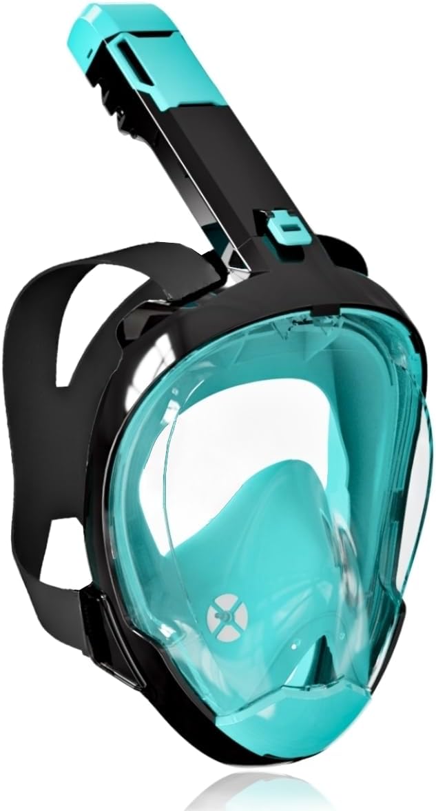 Full Face Snorkel Mask for Adults with Dry Top System 180 Degree Panoramic View Snorkeling Gear with Camera Mount Safe Breathing Anti-Leak Anti-Fog