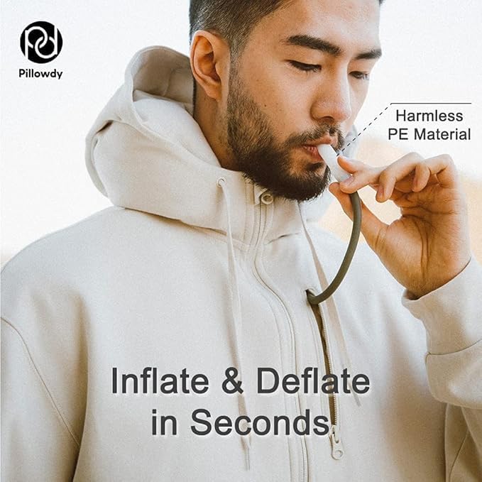 Full Zip Hoodie – Inflatable Built-in Travel Pillow – Comfortable Rest On-The-Go – Perfect for Airplane and Trips