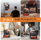 Camping LED Fan with Light,20000mAh Rechargeable Battery Powered Outdoor Tent Fan with Light and Hook, 4 Speed, Personal USB Desk Fan for Camping, Fishing, Power Outage,Hurricane, Worksite