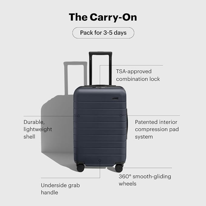 Away Carry-On Luggage, Lightweight Hardside Suitcase with Spinner Wheels, 22 Inch Airline Approved, TSA Lock, Navy Blue
