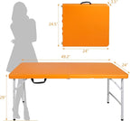 4 FT Folding Table with Carry Handle, Portable Fold-in-Half Plastic Table, Rectangle Foldable Table for Indoor/Outdoor Orange