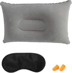 2 Pack Gray Ultralight Inflatable Pillow Small Squared Flocked Fabric Air Pillow for Hiking, Camping, Traveling, Napping, Desk Rest, Neck & Lumbar Support