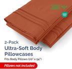 Long Pillowcases - Body Pillow Cover - Long Pillow Insert for Sleeping, Side Sleepers - Soft & Breathable Body Pillow Case with Envelope Enclosure - Comfy & Machine Washable - 20" x 54" (Terracotta)