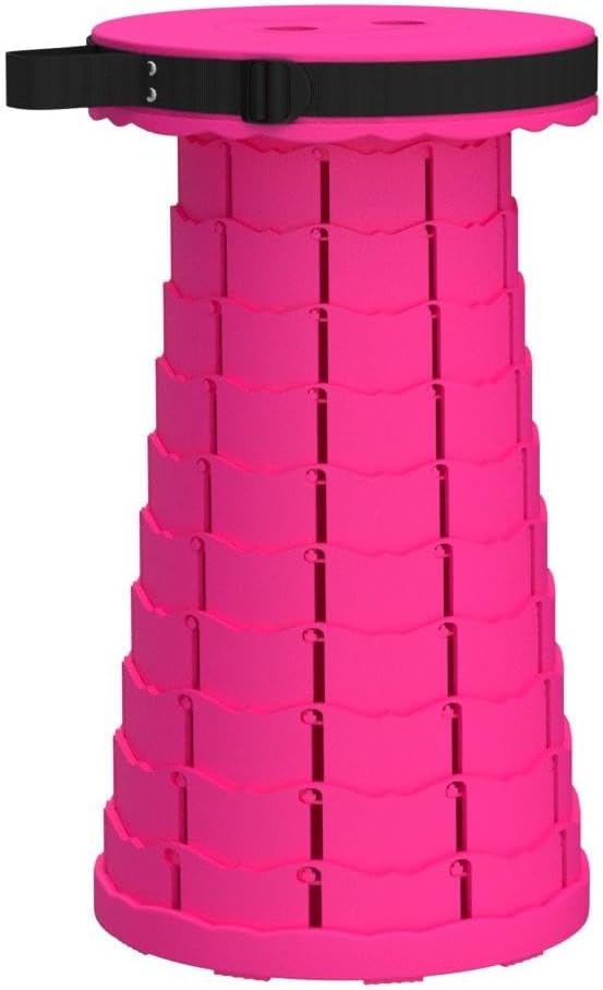 ALEVMOOM Portable Telescoping Collapsible Stool with Cushion & Bag, Retractable Folding Stool for Adults, Lightweight But Sturdy Capacity 440 lbs for Camping Fishing Hiking BBQ