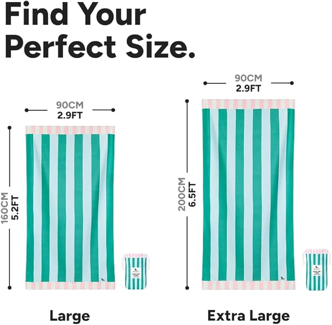 Dock & Bay Beach Towel - Quick Dry, Sand Free - Compact, Lightweight - 100% Recycled - Includes Bag - Pastel Pier - Large (160x90cm, 63x35)