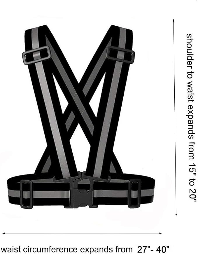 Reflective Vest Running Gear 3Pack, Adjustable Safety Vests High Visible Reflective Belt Straps