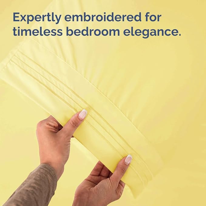 Queen Pillow Cases Set of 2 - Ultra Soft Hotel Quality Pillowcase Covers - Comfortable Cozy Bedding for Women, Men, Kids & Teens - Machine Washable Pillow Protectors - 2 Pieces Set - Queen Size Yellow