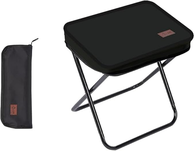 THE LIMIT Mini Folding Stool with Carry Bag, Lightweight Outdoor Stool for Travel, Hiking, BBQ, Fishing, Leisure (Black)
