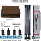 MASTERCANOPY Heavy Duty Pop-up Canopy Tent with Sidewalls (10x10,Brown)
