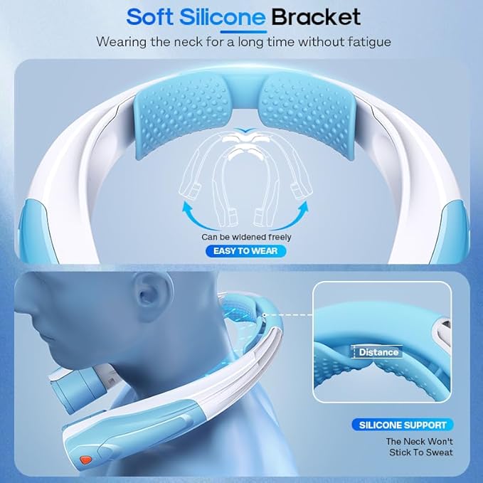 Hands-Free Portable Neck Fan - 6000mAh High Capacity Battery, USB Dual Port Fast Charging, Ultra-Quiet 6 Speeds Cooling Air, 360° Airflow for Outdoor, Indoor, Office, Travel - Blue