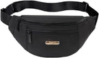 Fanny Packs for Men Women, Fashion Waterproof Waist Packs for Travel Walking Running Cycling Black
