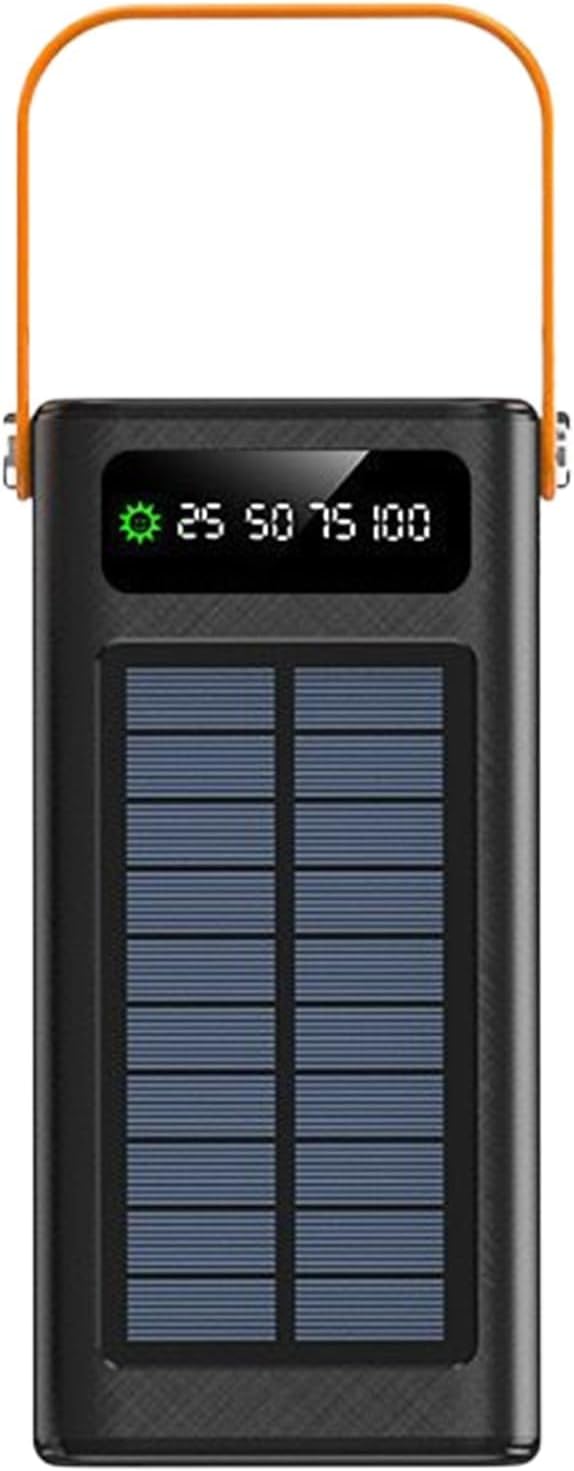 Solar Charger – External Battery Quick Charge 120 W, External Battery 50000 mAh Survival Equipment 4 Outputs and 3 Inputs Integrated Cables for Mobile Fishing Hiking Camping Outdoor(D)
