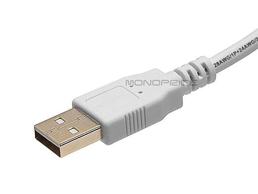 Monoprice 3-Feet USB 2.0 A Male to A Female Extension 28/24AWG Cable (Gold Plated), White (108605)
