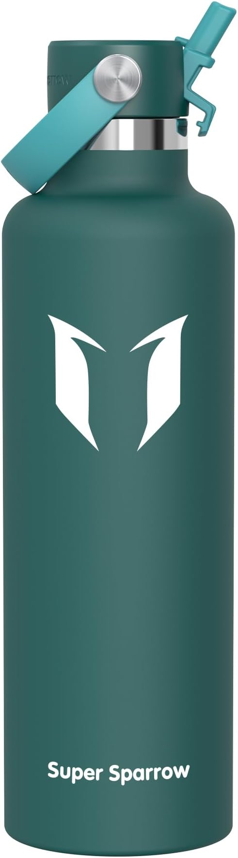 Super Sparrow Insulated Water Bottle - 17 Oz / 25 Oz / 32 Oz - Standard Mouth FlipFlow Flask - BPA Free, Leak Proof Drink Bottle- Ergonomic Straw Water Bottles for Work, Gym, Travel, Sports
