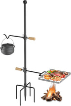 Mr IRONSTONE Campfire Grill Grate: Fire Pit Grill Grate with Swivel Handle, Campfire Cooking Equipment with Heavy Duty Steel, Over Fire Camp Grill For Outdoor Barbecue Camping and Cooking, Black