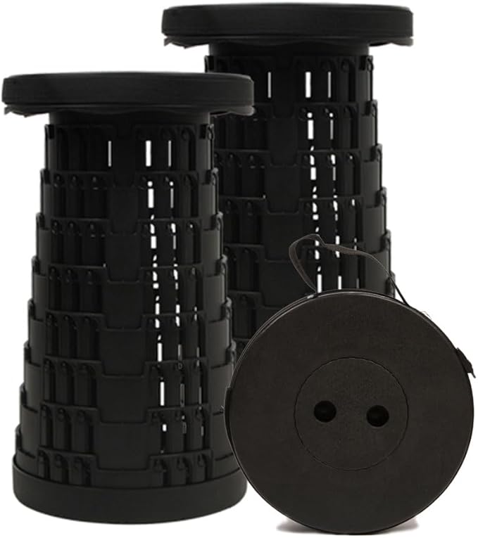 Collapsible Stool Chair 2PCS, Max 660lb Upgraded Folding Stool, Lightweight, Sturdy, Adjustable, Portable, Foldable Seat Stools for Outdoor Camping Fishing Hiking BBQ