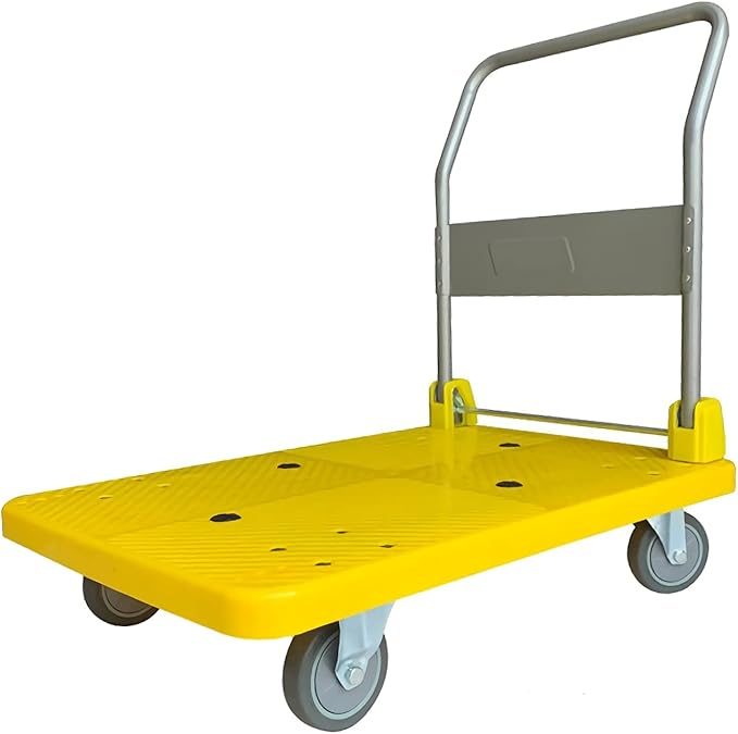 Foldable Chariot with Metal Handle & Swivel Wheels Silent & Sturdy Mobility Cart (12.7cm) Ideal for Easy Transport & Versatile Use