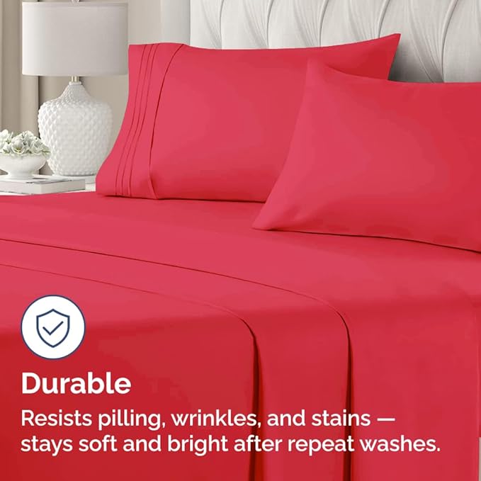 King Pillow Cases Set of 2 - Ultra Soft Hotel Quality Pillowcase Covers - Luxury, Comfy Cozy Bedding for Women, Men, Kids and Teens - Machine Washable Pillow Protectors - 2 Pieces Set - King Size Red
