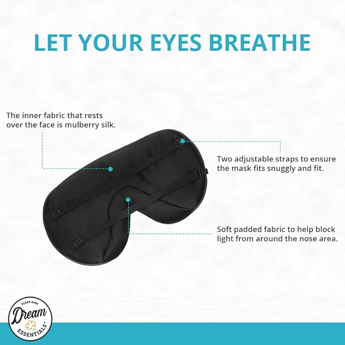 Dream Essentials Ultra Silk 360 Sleep Mask, Red Jacquard, All Natural Hypoallergenic Mulberry Silk, 2 Fully Adjustable Straps, Thin Profile mask Great for Side, Stomach or Back Sleepers
