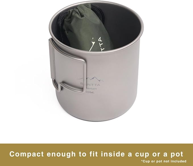 SANTTA Ultra Light Titanium Folding Cutlery Set Including Knife Fork Spoon with Bag for Backpacking, Hiking, Camping and Traveling