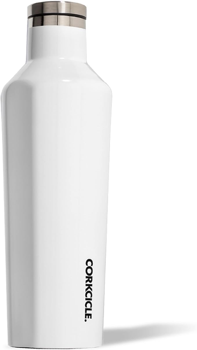 Corkcicle Classic Canteen Insulated Water Bottle - Stainless Steel Reusable Tumbler - Triple Insulated - Keeps Drinks Cold 25 Hours or Hot 12 Hours - Cupholder Friendly - Gloss White - 16 oz