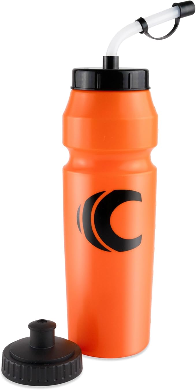 Cannon Sports 1 Liter Sports Water Bottle, BPA-Free, 34 Oz Capacity, Large Mouth, 2 lids (Straw and Squeeze), Great For Helmet Sports Such As Hockey, Lacrosse, Football, Boxing (Orange)