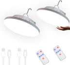 Solar Camping Lamp 120 LED Tent Lights 4500mah Remote Control 5 Mode USB Battery Rechargeable Portable Lantern Hanging Waterproof for Indoor Home Outdoor Emergency Hurricane 2 Pack