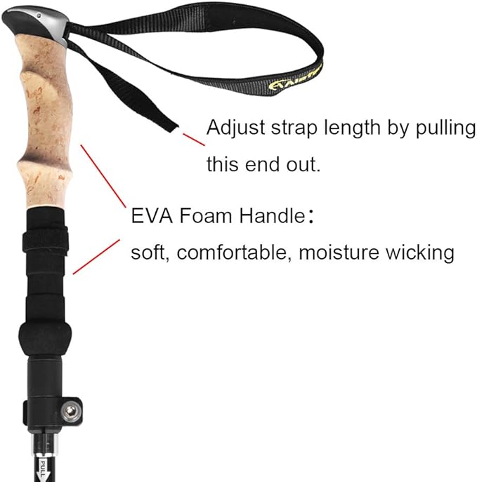 Aluminum Collapsible Ultralight Travel Trekking Hiking Pole for Men and Women (Fits 5'3" - 6'2")