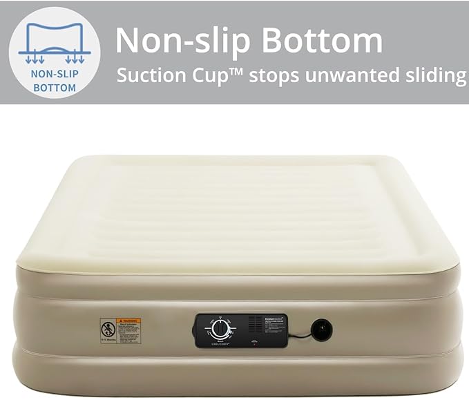 Simpli Comfy 18” Queen Inflatable Air Mattress with Built-in Dual Pump, Adjustable Firmness, Foldable Blow-Up Mattress with Storage Bag, Self-Inflating Air Mattress for Home, Guest, Travel, Camping