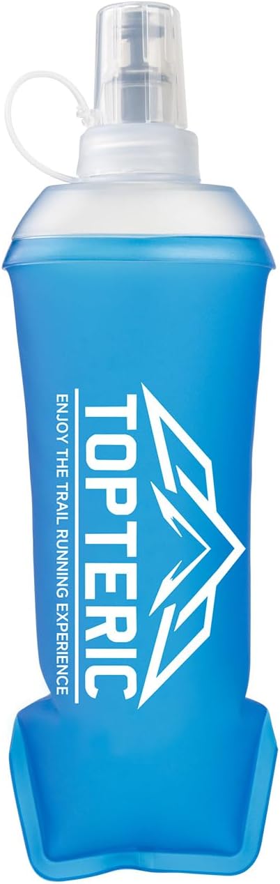 Collapsible Soft Flask Water Bottle, TPU Soft Folding Flexible Water Bottles for Hydration Pack/Running Vest, BPA/PVC Free, Ideal for Running Hiking Cycling Climbing (350ml)