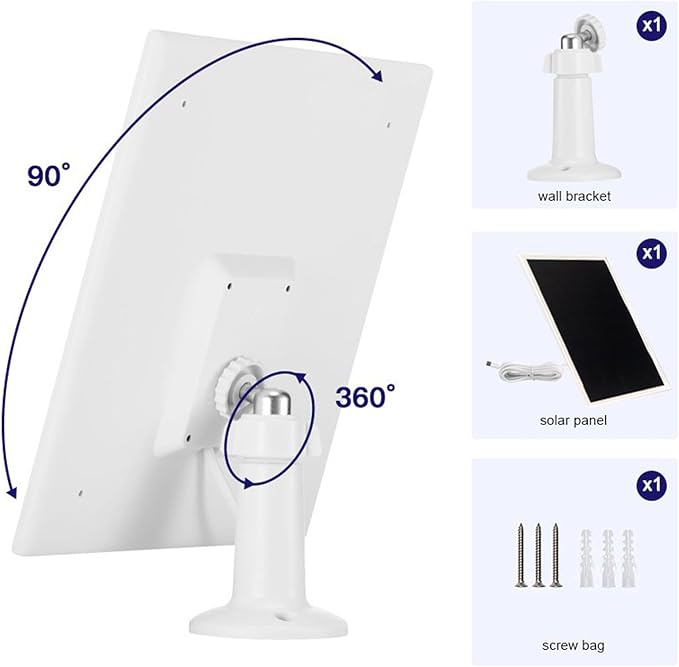 Solar Panel Charger for Ring Camera, Compatible with Ri ng Stick Up Cam, Stick Up Cam Pro, Ring Spotlight Cam Plus/Pro, 6W5V 13ft Charging Cable (White-2Pack)