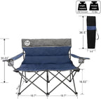Northroad Outdoor Camping Chair Set of 3,Folding Padded Camp Chair,Collapsible Conversation Set w/1 Sofa,2 Single Chairs for Family Patio,Beach (Blue)