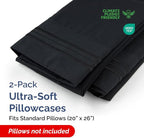 Standard Pillow Cases Set of 2 - Ultra Soft Hotel Quality Pillowcase Covers - Comfy Cozy Bedding for Women, Men, Kids & Teens - Machine Washable Pillow Protectors - 2 Piece Set - Standard Size Black