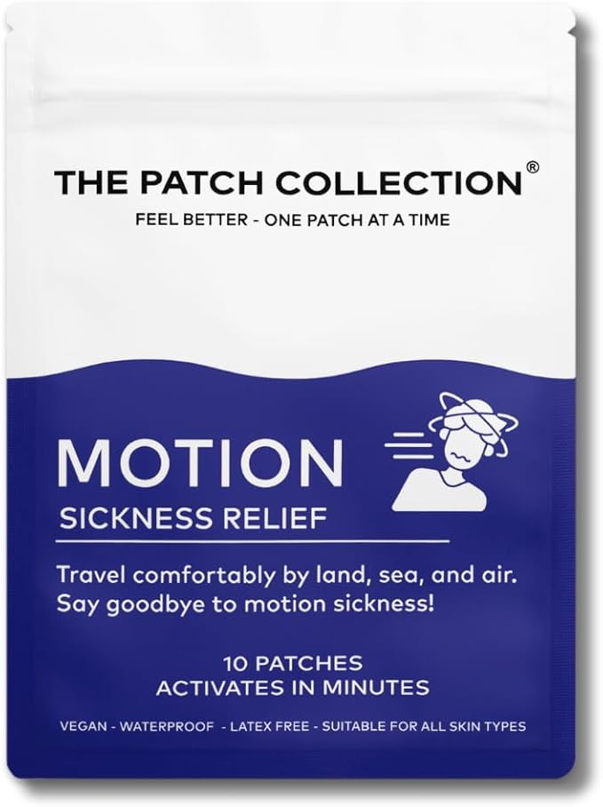 The Patch Collection® – Motion Sickness Relief Patch | Ginger, Peppermint, Safflower, Gingseng (Pack of 10)