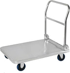 Push Cart Stainless Steel Platform Truck Foldable Handle Thicken Panel for Luggage Tools Appliances Transport High Bearing Capacity Push Cart Platform Hand Truck (304 60