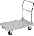 Push Cart Stainless Steel Platform Truck Foldable Handle Thicken Panel for Luggage Tools Appliances Transport High Bearing Capacity Push Cart Platform Hand Truck (201 60