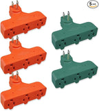 OSKOS 3-Prong 3-Outlet Extender Adapter, Heavy Duty Triple Grounding Outlet, 5 Pack