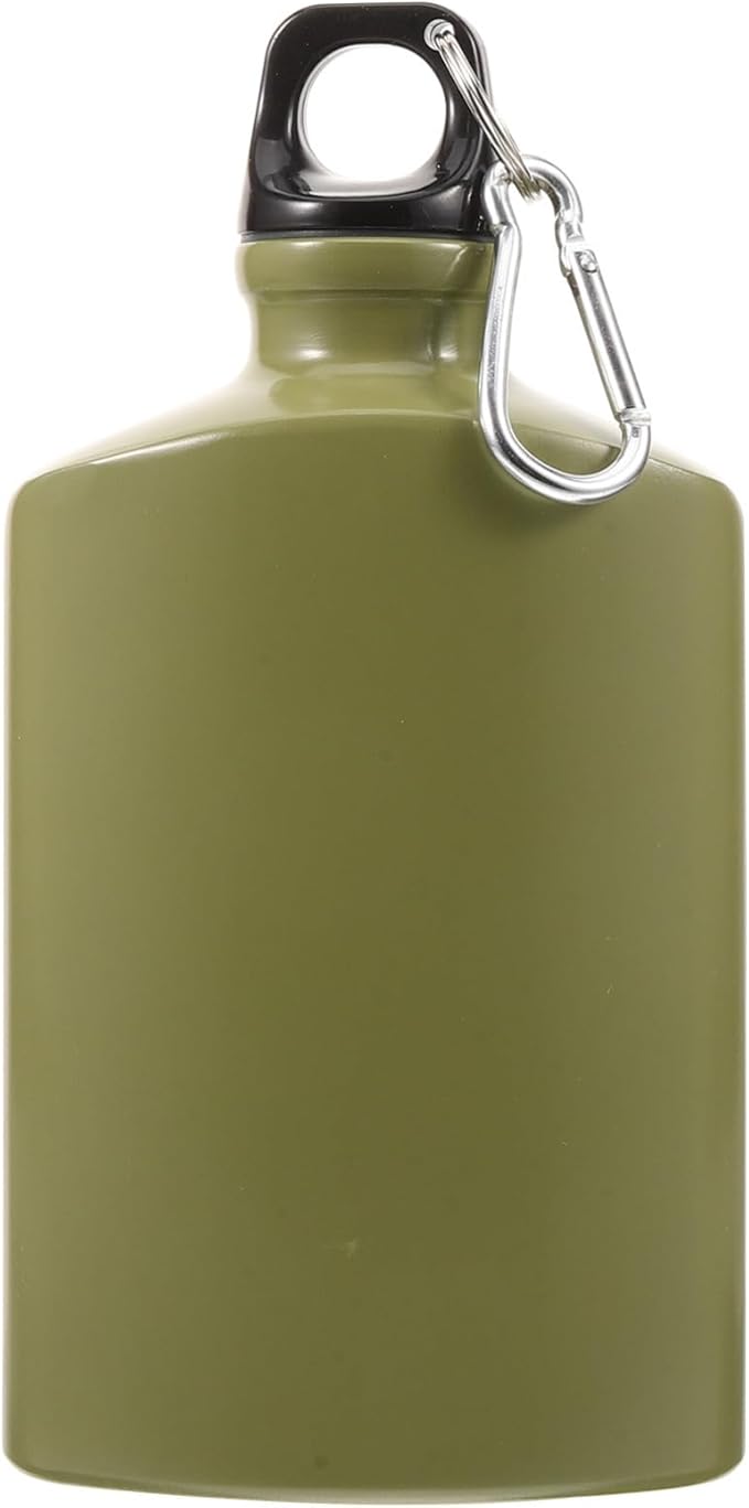 balacoo Camping Canteen, Portable Aluminum Army Water Bottle, Flat Design, 500ml, Ideal for Hiking, Camping, and Outdoor Activities (Random Color)